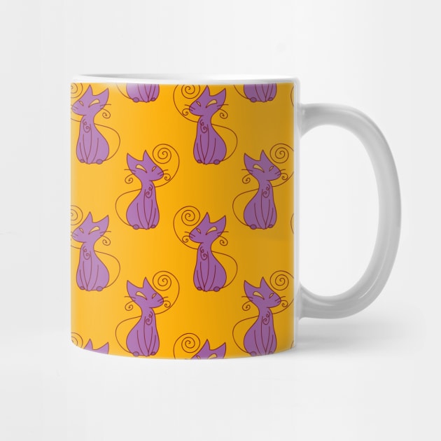 Purple and Yellow Fancy Cat Pattern by saradaboru